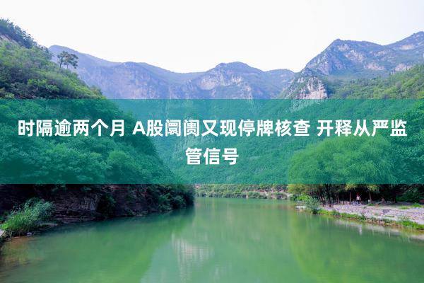 时隔逾两个月 A股阛阓又现停牌核查 开释从严监管信号