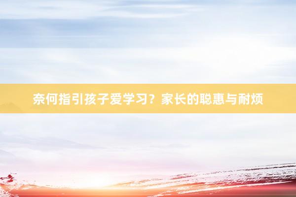 奈何指引孩子爱学习？家长的聪惠与耐烦